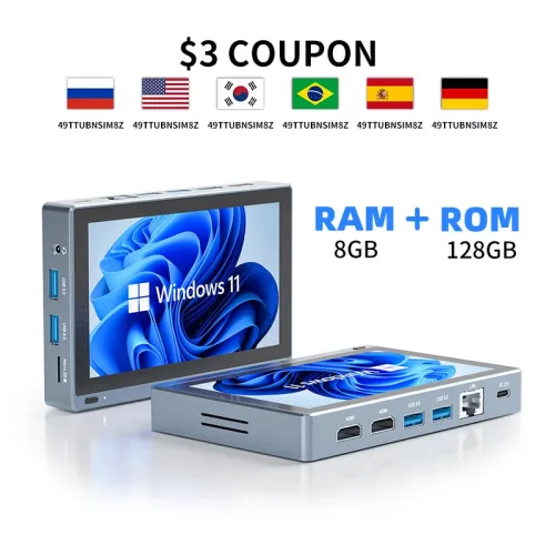 Pro Industrial Windows 11 Tablet Mini PC - 5.5inch Touch Screen, Intel J4125, 8GB RAM, 128GB Storage, WiFi 6