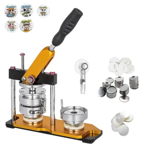 Badge Button Maker Machine Kit - DIY Pin Badge Press with 100Pcs Button Parts, Circle Cutter & Molds [Button Maker, DIY Badge Kit]