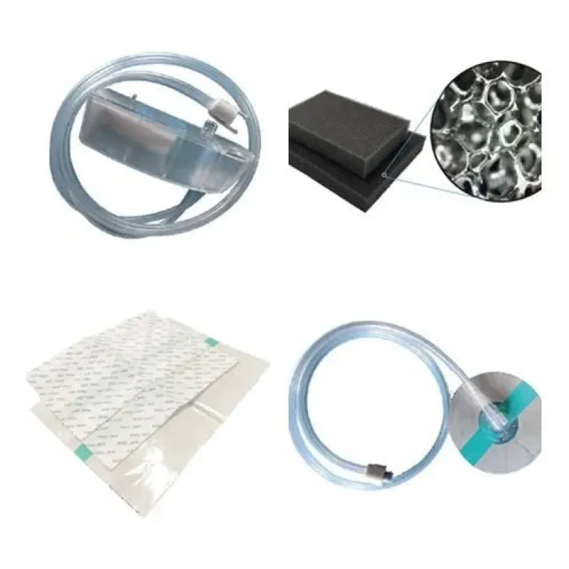 Nagy mennyiségű NPWT kötszerkészlet – Speciális sebkezelés eldobható kannával, PU hab kötszerrel, duplacsöves betéttel és légmentesen záródó ragasztófedővel