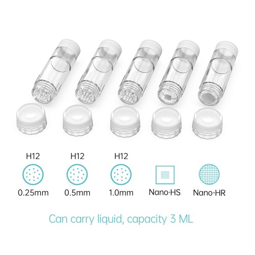 하이드라펜 H2 니들 카트리지 10개 - 피부 재생, 여드름 흉터, 탈모 치료를 위한 스테인리스 스틸 마이크로니들 카트리지