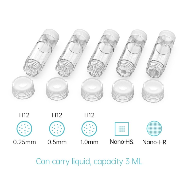 하이드라펜 H2 니들 카트리지 10개 - 피부 재생, 여드름 흉터, 탈모 치료를 위한 스테인리스 스틸 마이크로니들 카트리지