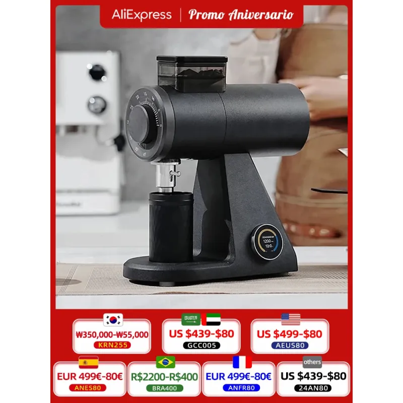 STARSEEKER AK74 Electric Coffee Grinder - 74MM Flat Titanium Burr, Speed Regulation, Espresso & Brew Coffee Bean Grinder (Black/White)