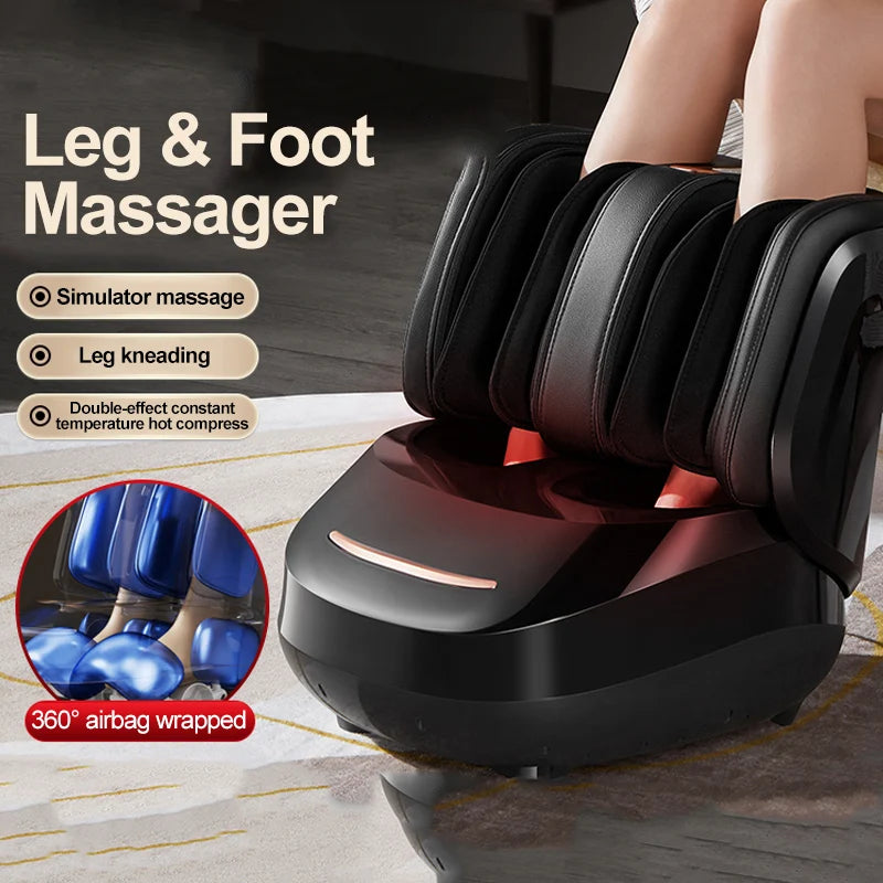 Electric Foot Massager with Heat, Air Compression, Vibration & Roller - Full Leg & Foot Wrap Massage Machine