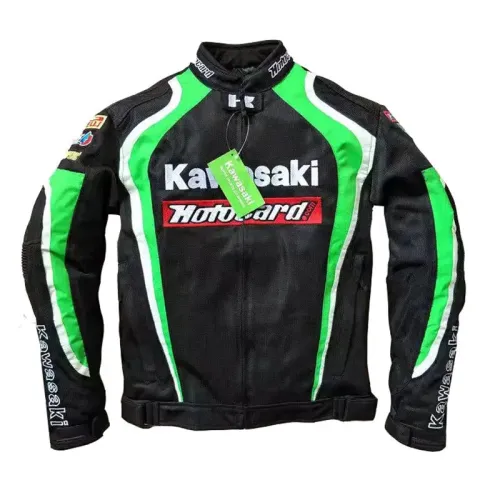 Kawasaki Motobiker Racing Jacket - Ademende Mesh Motorjas met Uitneembare Voering en Anti-Valbescherming [Motocross, Racepak]