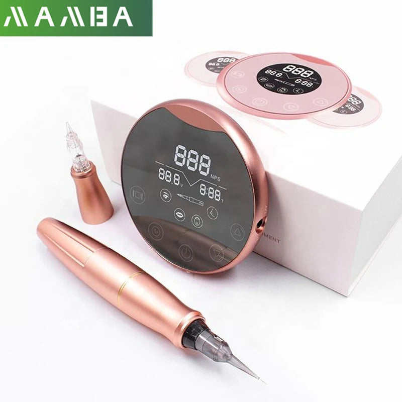 MAMBA Biomaser P90 PMU Tattoo Machine Pen Set with Universal Cartridge Needle for Eyebrow, Eyeliner & Lip Tattoo [Rotary Pen, Training, Permanent Makeup]