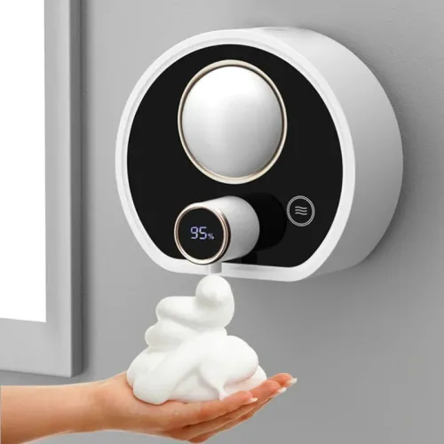 Smart Infrared Foam Soap Dispenser with Night Light, Automatic Wall-Mounted Sensor Soap Dispenser for Bathroom