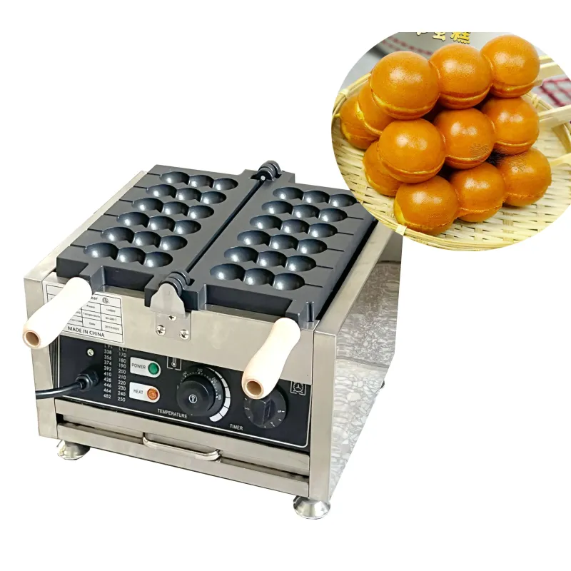 Elektromos nyársos gofrisütőgép - tapadásmentes Takoyaki Octopus Balls grillserpenyő, 21/18 lyuk, 1400 W, állítható hőmérséklet és időzítő