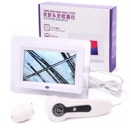 7-Inch Skin Analyzer with 50X/200X Magnification, 500W HD Skin Scanner for Hair Follicle, Oil, Moisture, Pigment, and Scalp Analysis