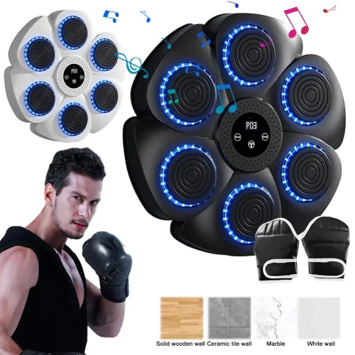 Smart Bluetooth Music Boxing Machine with RGB Lights - Adjustable Speed, Durable Punching Bag for Home Workout [Bluetooth Boxing, Reaction Training]