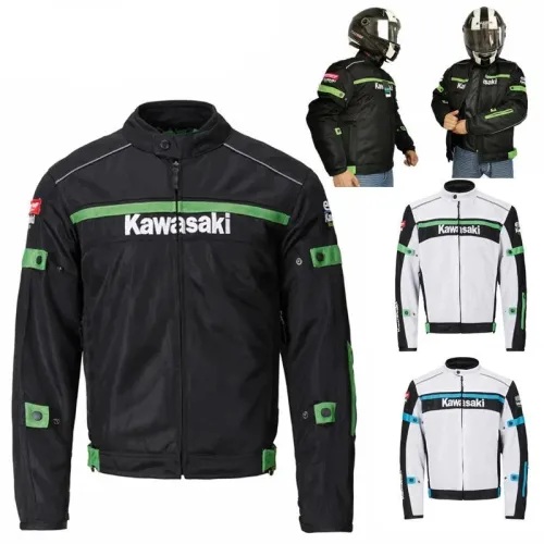 Kawasaki Off-Road Motorcycle Racing Jersey - Anti-Fall Lined Jacket for Spring, Summer & Autumn [Motorcycle Racing, Anti-Fall Clothing]