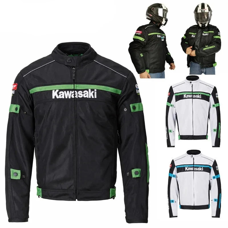 Kawasaki Off-Road Motorcycle Racing Jersey - Anti-Fall Lined Jacket for Spring, Summer & Autumn [Motorcycle Racing, Anti-Fall Clothing]