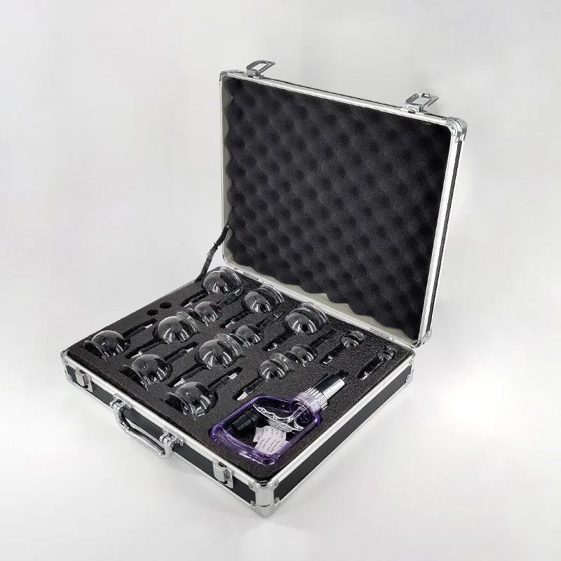 14 Pcs Glass Vacuum Cupping Set for Acupuncture & Massage Therapy - Suction Cups Jar for Pain Relief & Relaxation