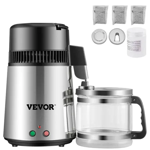 VEVOR 4L Water Distiller Purifier - Stainless Steel Electric Kettle for Home & Office, Fast Distillation, 304 Stainless Steel, Easy Operation [Water Distiller, Purifier, Stainless Steel]
