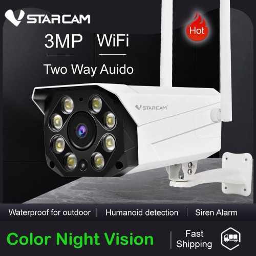 Vstarcam CS550 3MP Outdoor WIFI Bullet Camera - AI Human Detection, Full Color Night Vision, Waterproof & Vandal-proof Security Cam