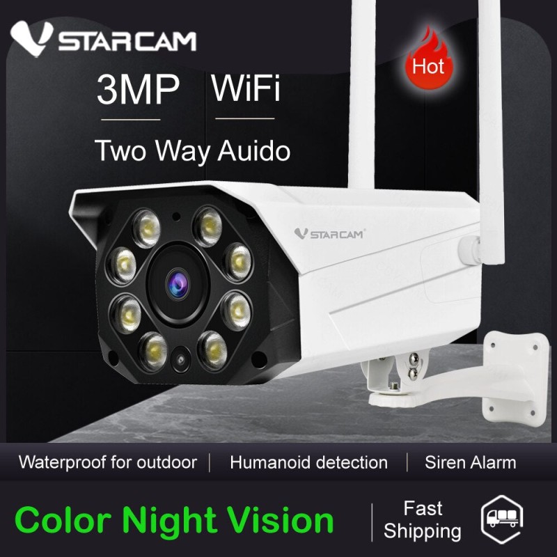 Vstarcam CS550 3MP Outdoor WIFI Bullet Camera - AI Human Detection, Full Color Night Vision, Waterproof & Vandal-proof Security Cam