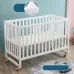 White Multifunctional Baby Crib - Solid Wood Newborn Cradle Cot with Rocking Mode & Storage