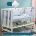 White Multifunctional Baby Crib - Solid Wood Newborn Cradle Cot with Rocking Mode & Storage