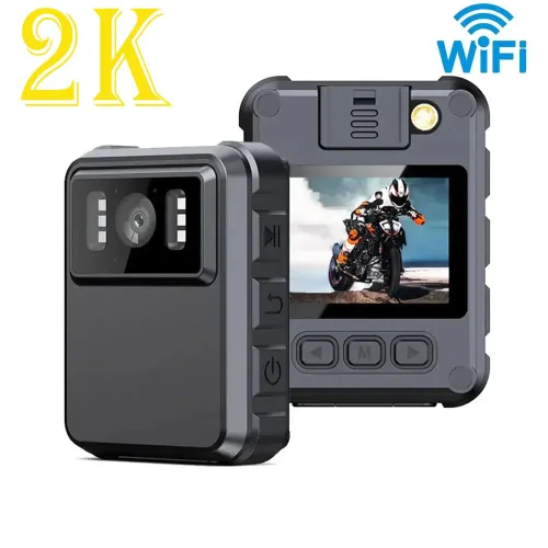 2K WiFi Hotspot Body Camera with IR Night Vision, Waterproof Wearable DVR for Law Enforcement, Bike & Motorcycle
