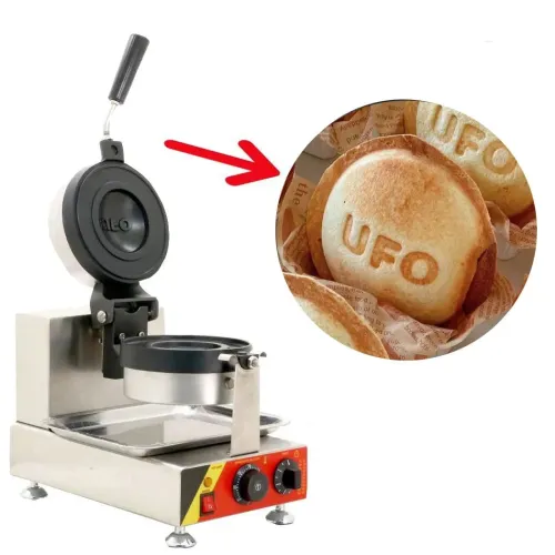 Emblémával ellátott UFO Burger fánkgép - Fagylaltos gofri hamburger kenyér forró présgép Gelato Panini Press Brioche-hoz