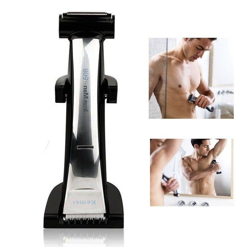 Wet & Dry Rechargeable Body Groomer Kit - Electric Hair Trimmer & Shaver for Men, Back, Arm, Leg Hair Removal
